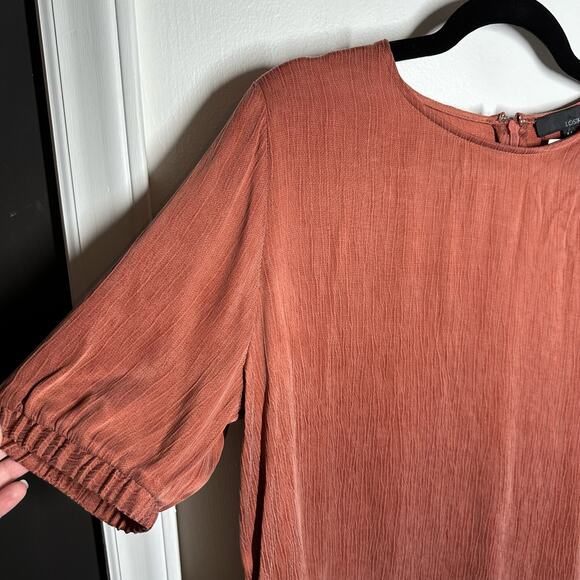 NEW Lost April Naked Zebra Rust Orange Blouse Size Medium Animal Print Marsala - Picture 2 of 6